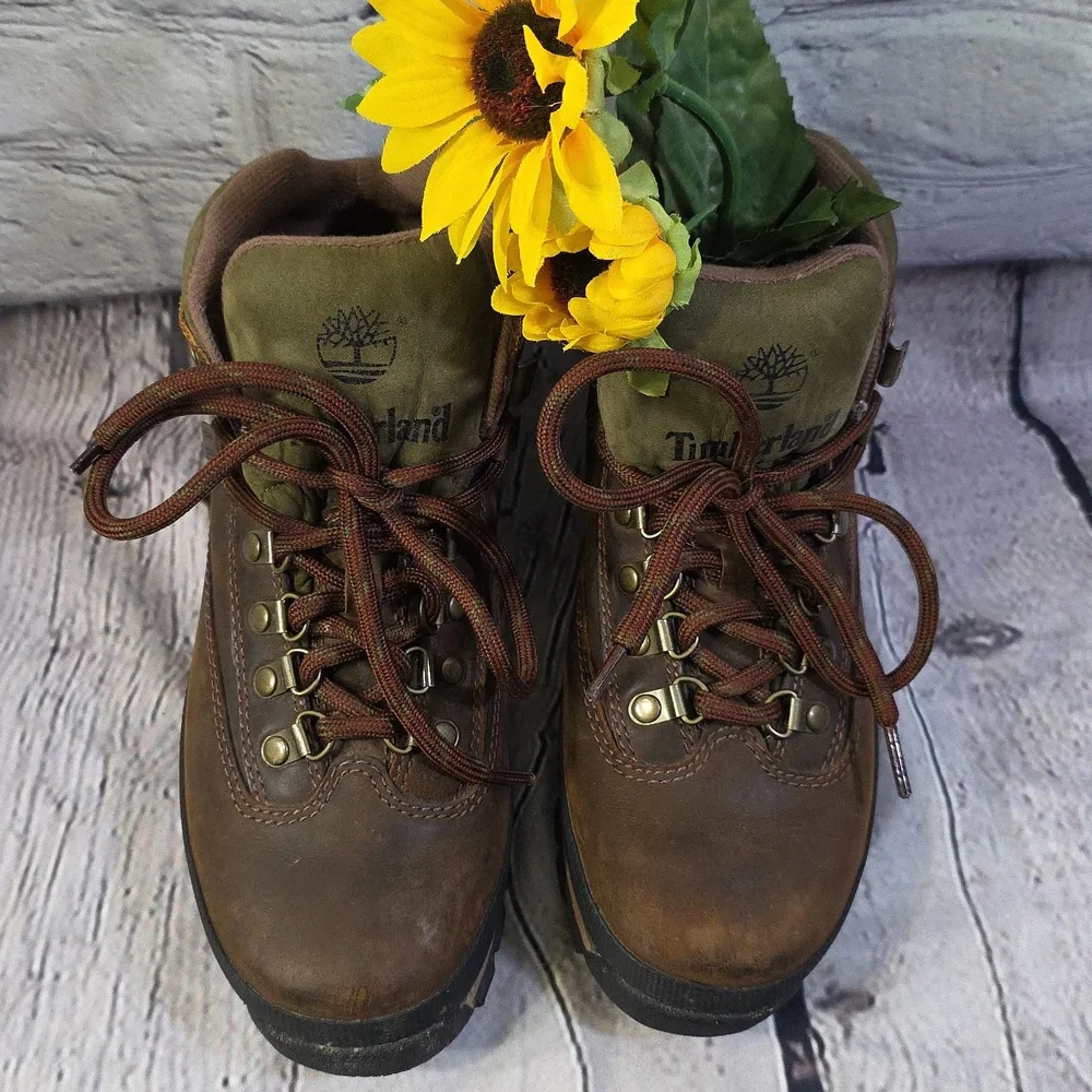 Timberland Euro Hiker Women's Boots Olive and Brown Sz 7 - Picture 13 of 13